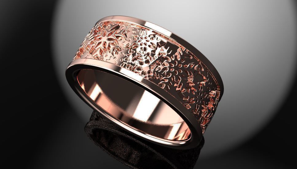 Christmas ring with snowflakes 3D print model_13
