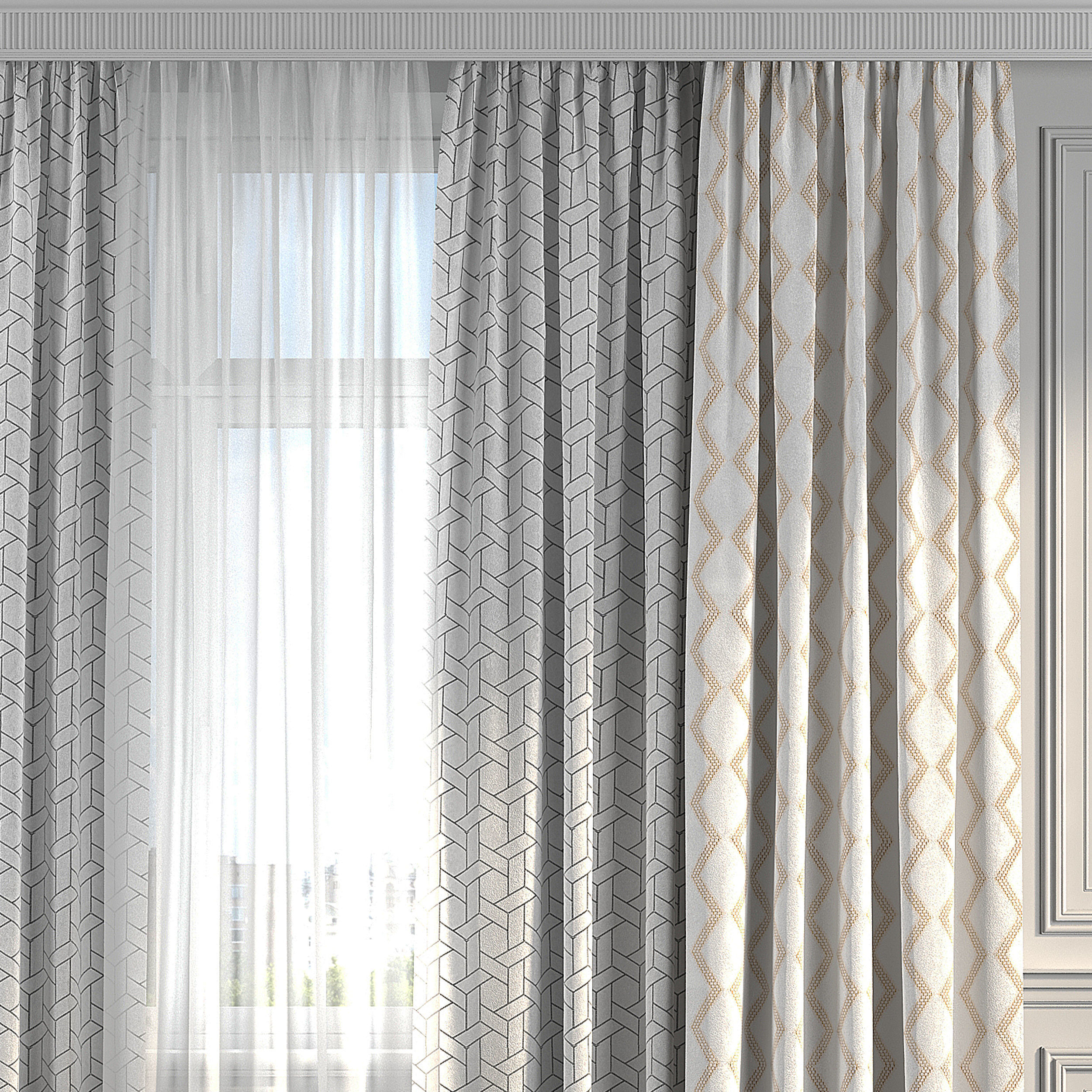 Curtain Set 241 3D model_1