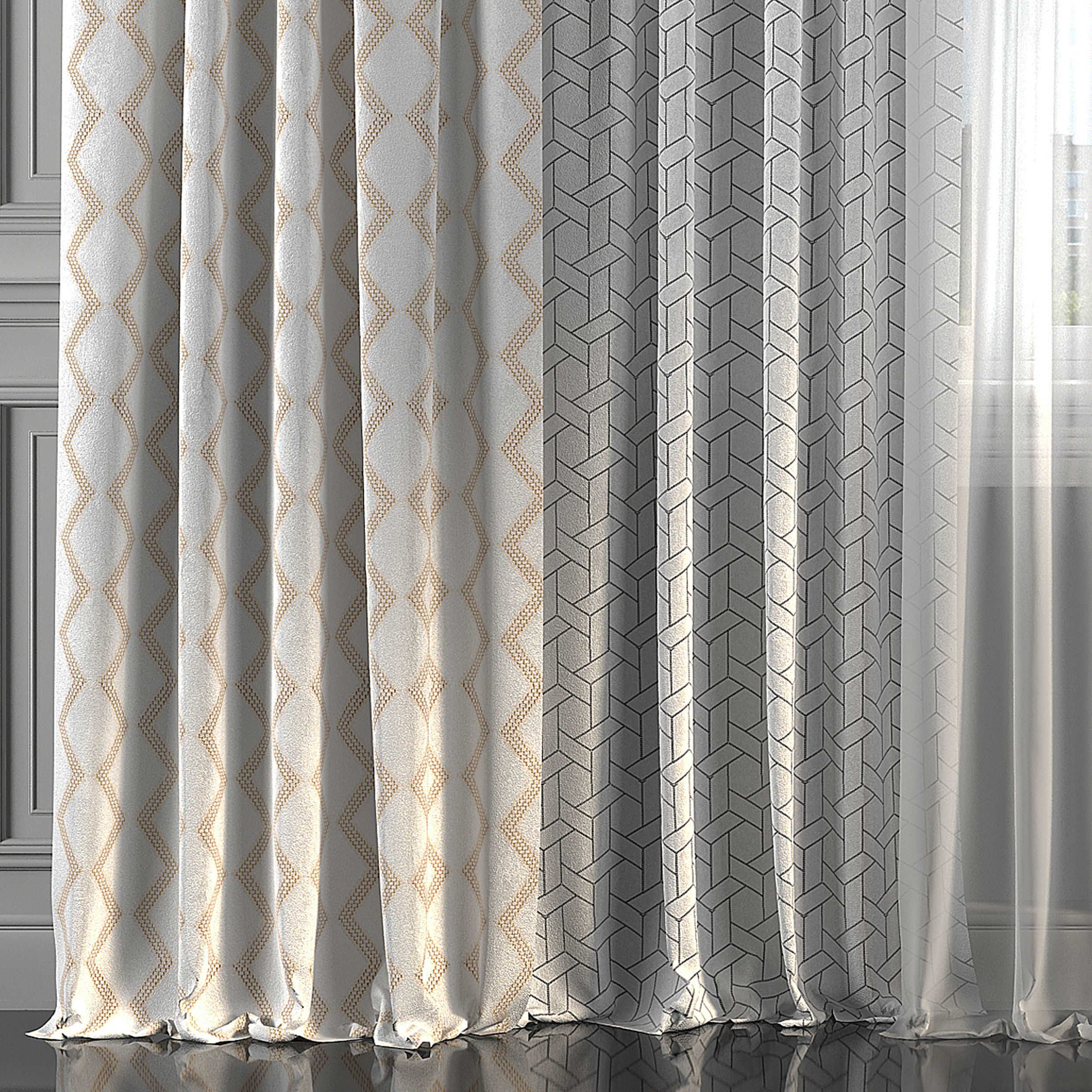 Curtain Set 241 3D model_2