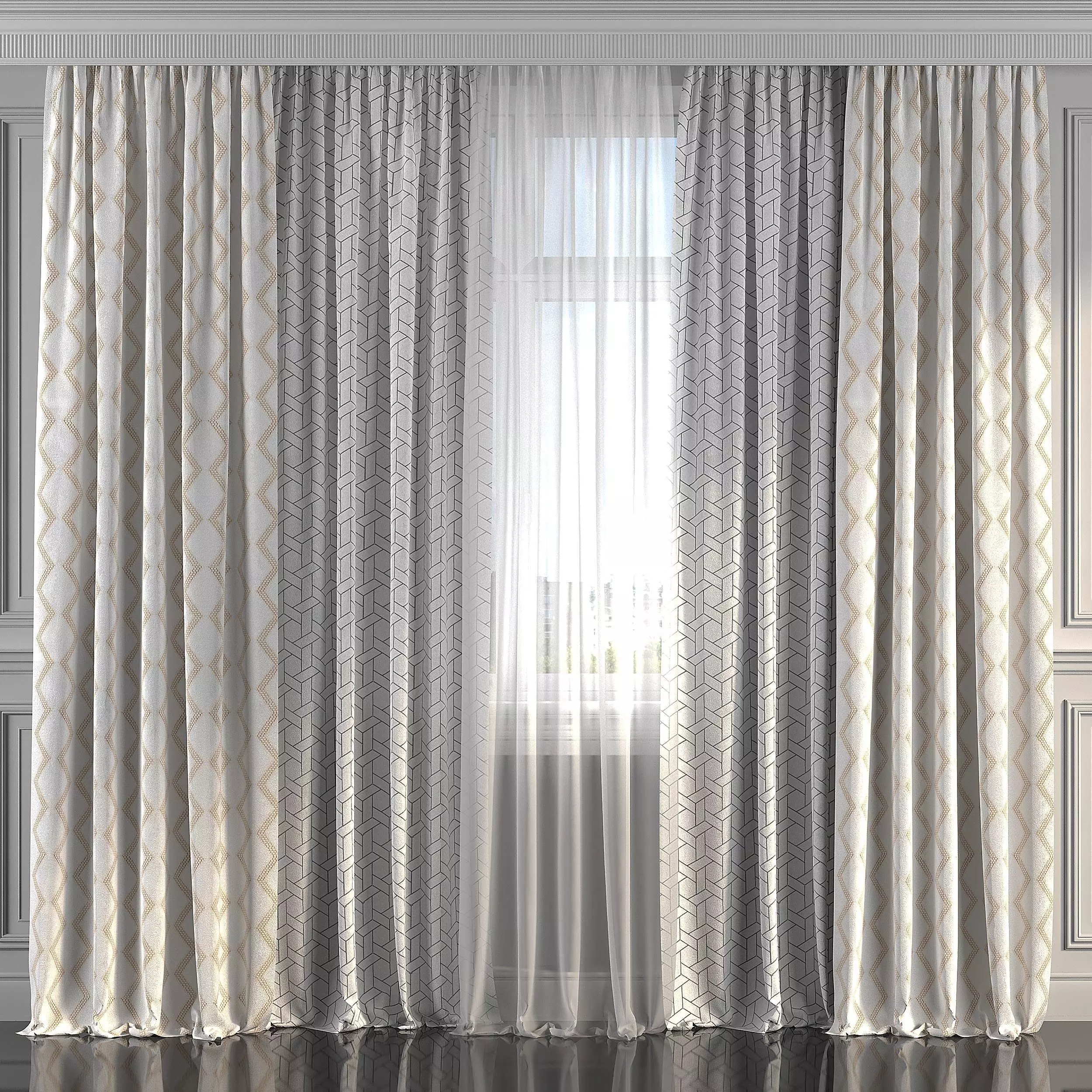 Curtain Set 241 3D model_0
