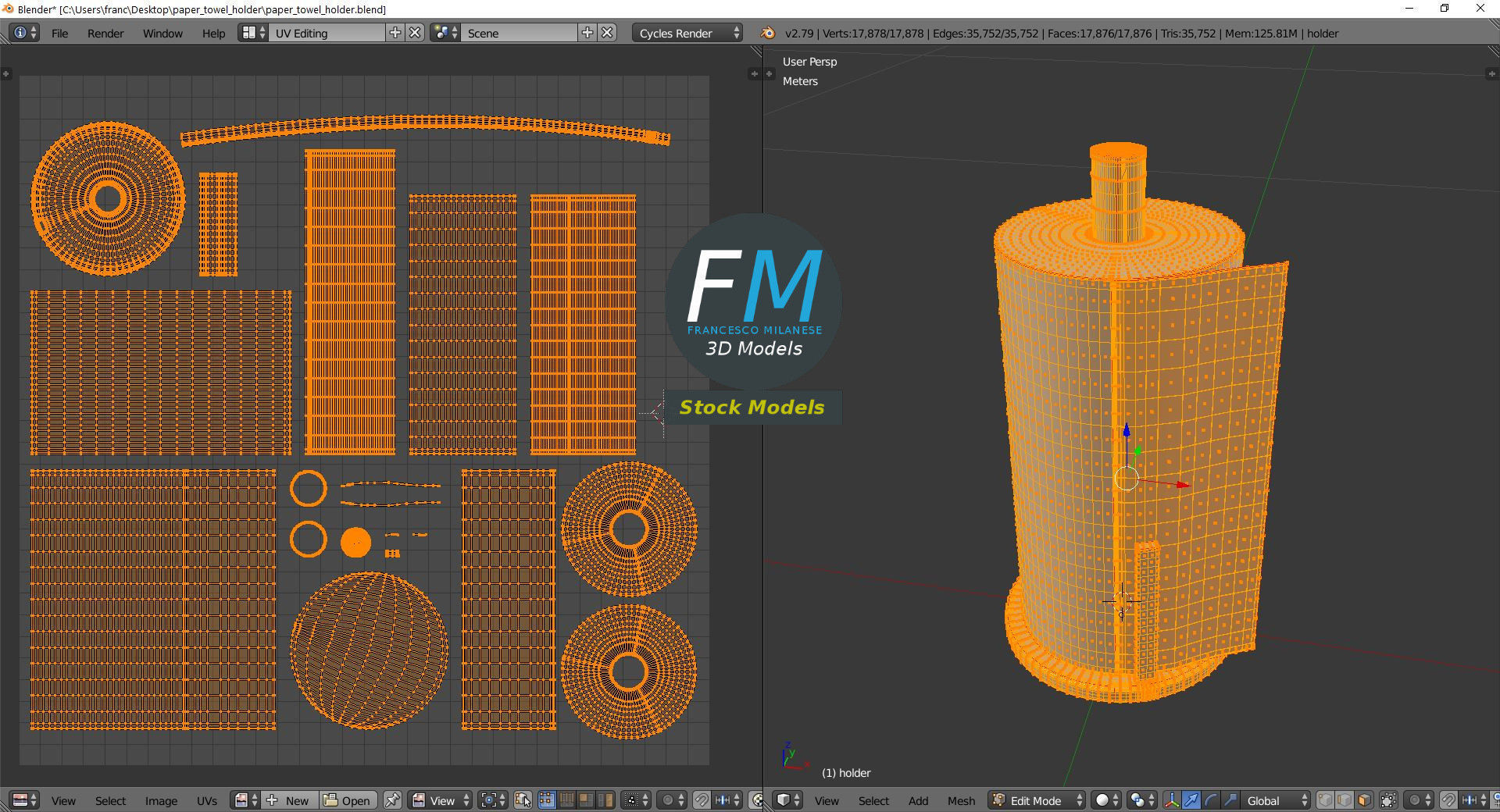 Paper towel holder 3D model_10
