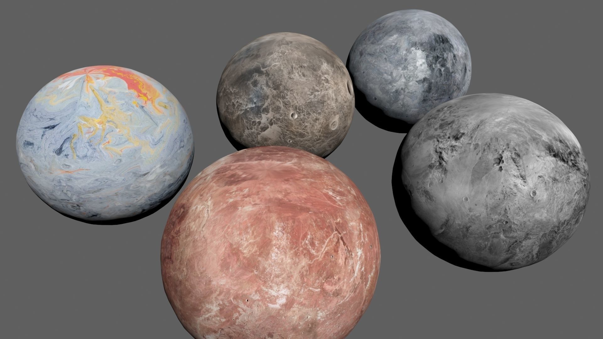 4K PBR Fictional Planets Low-poly 3D model_7
