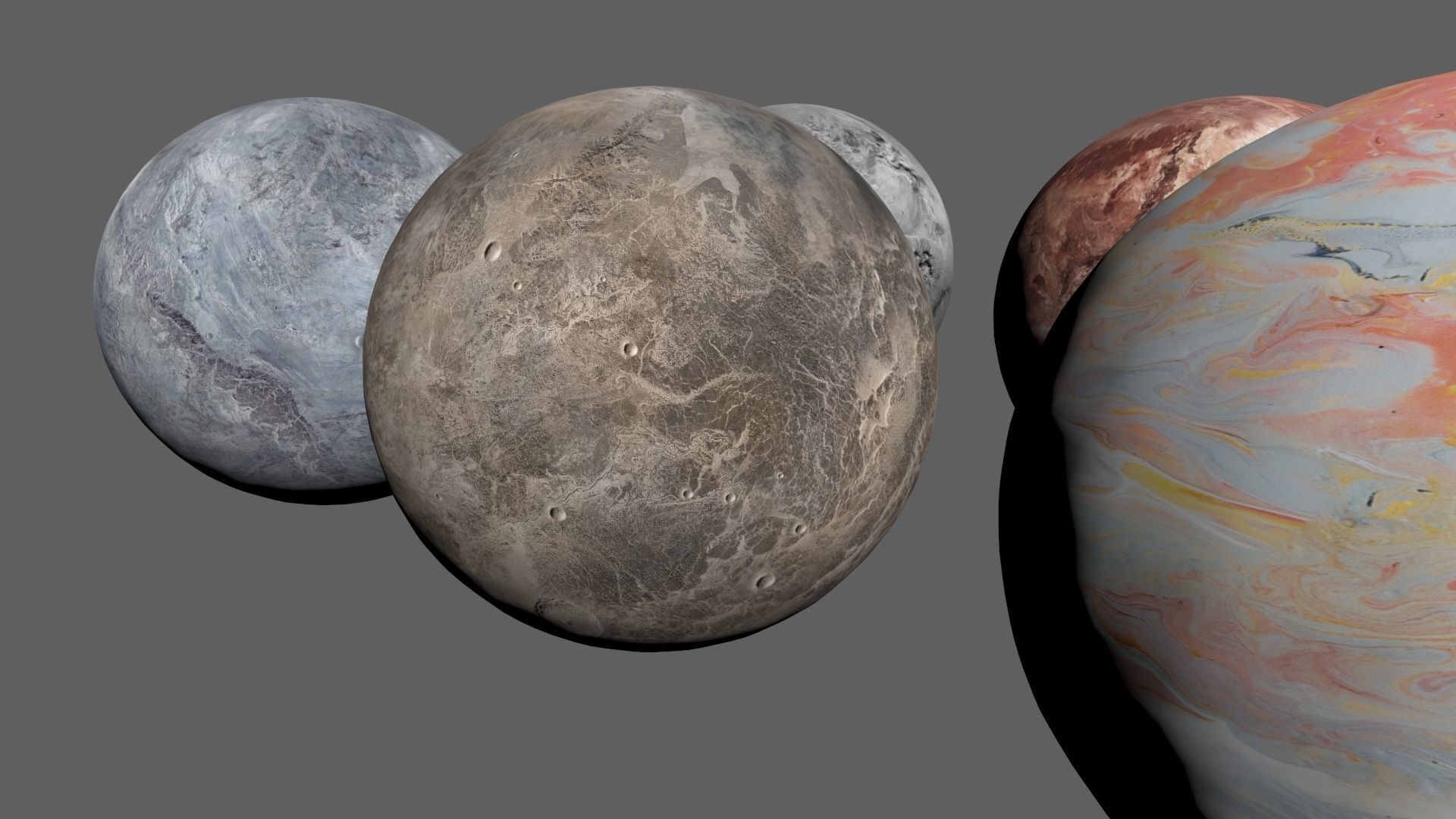 4K PBR Fictional Planets Low-poly 3D model_1