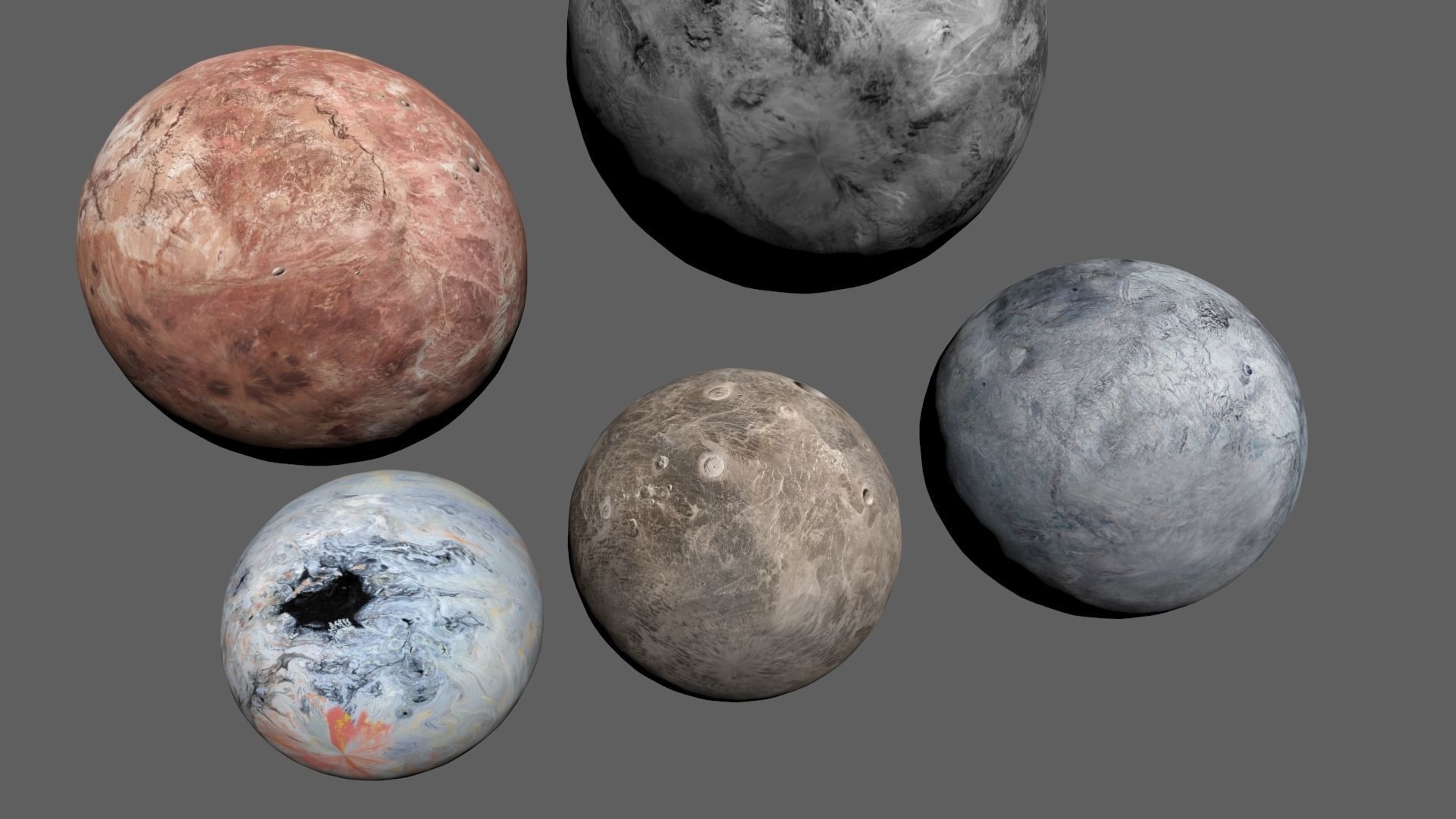 4K PBR Fictional Planets Low-poly 3D model_9