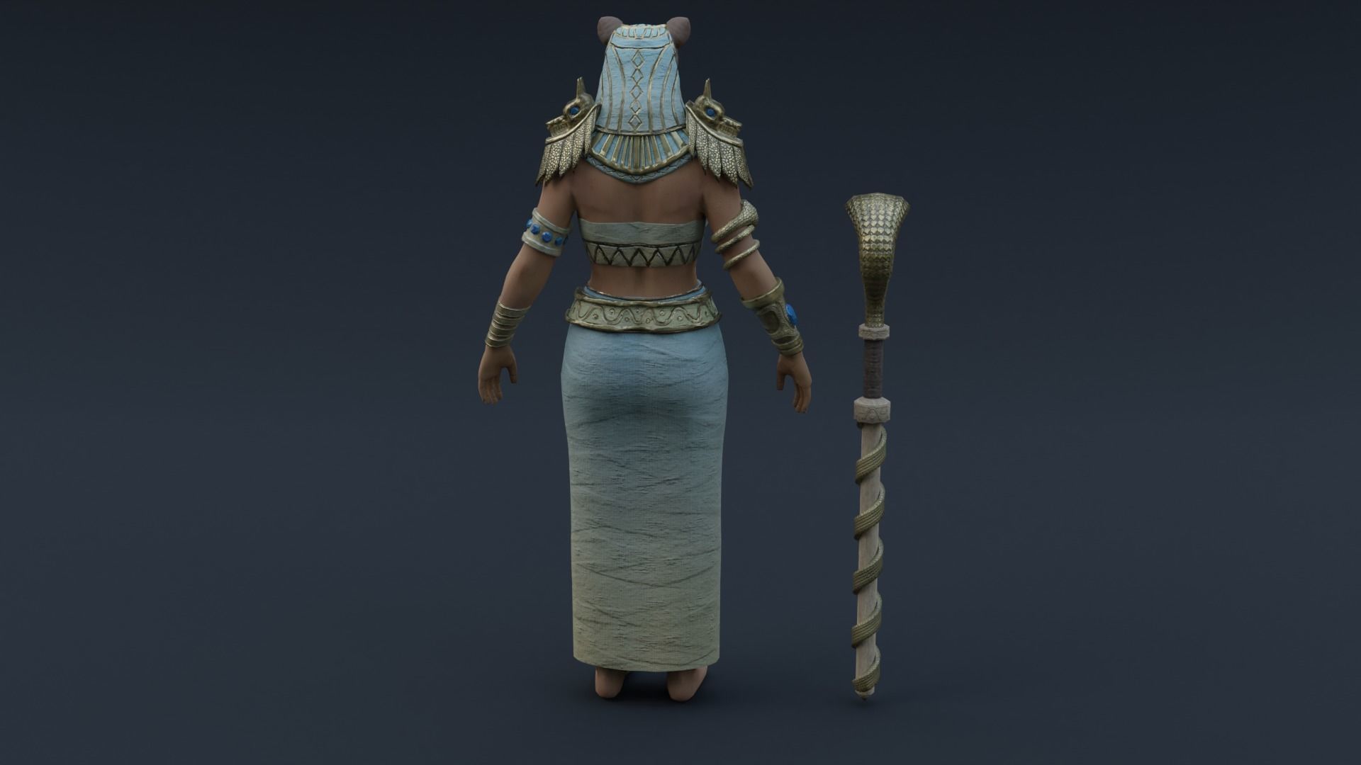 God Bastet Low-poly 3D model_8