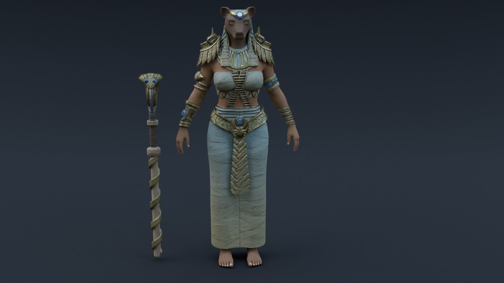 God Bastet Low-poly 3D model_2