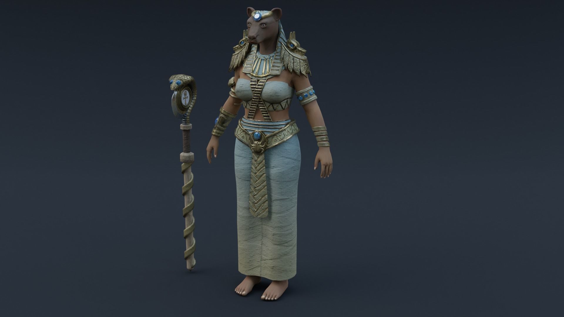 God Bastet Low-poly 3D model_13