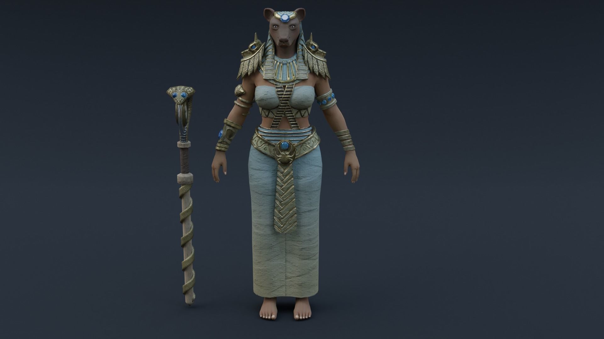God Bastet Low-poly 3D model_15