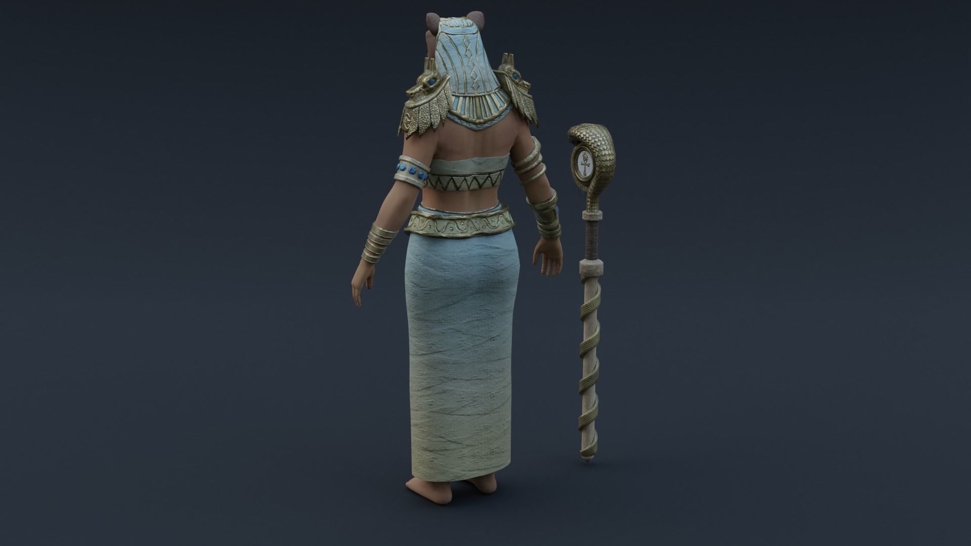 God Bastet Low-poly 3D model_9