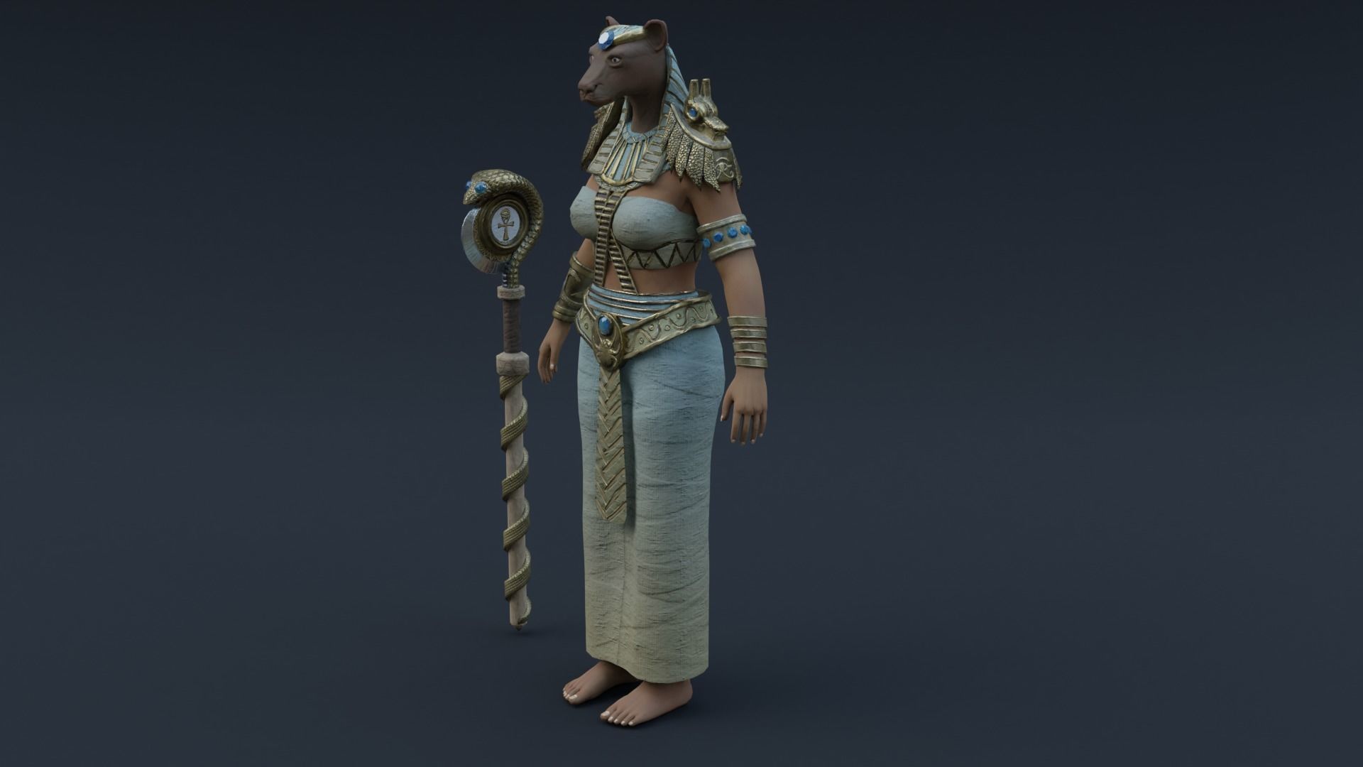 God Bastet Low-poly 3D model_12