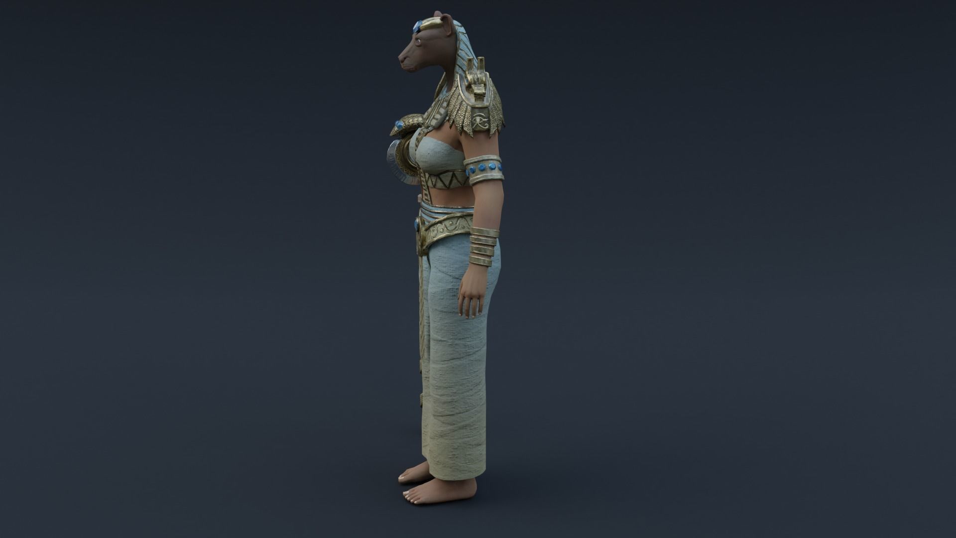 God Bastet Low-poly 3D model_11
