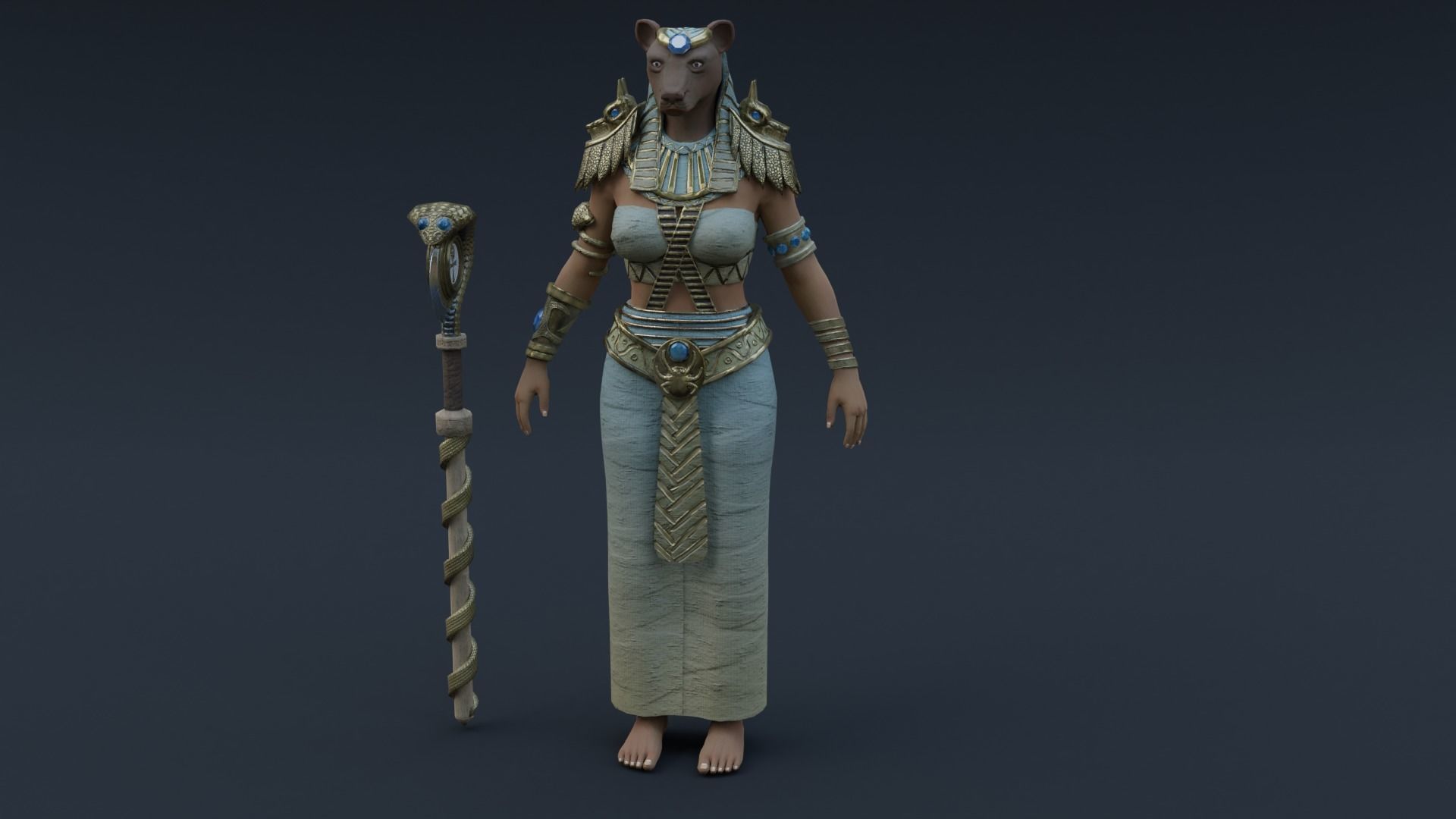 God Bastet Low-poly 3D model_14