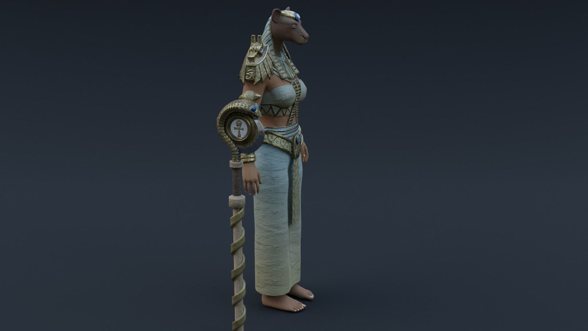 God Bastet Low-poly 3D model_5