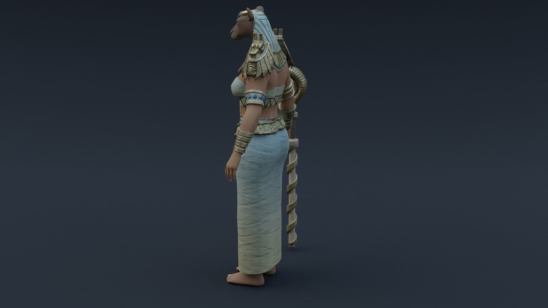 God Bastet Low-poly 3D model_10