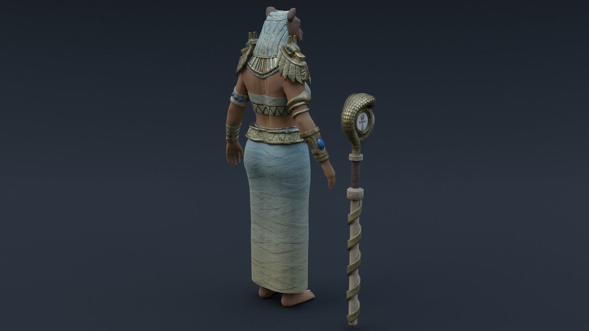 God Bastet Low-poly 3D model_7