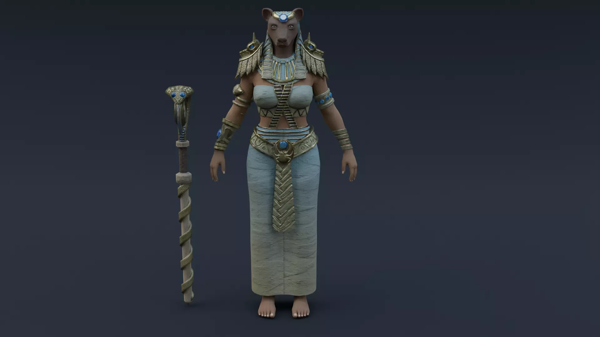 God Bastet Low-poly 3D model_0