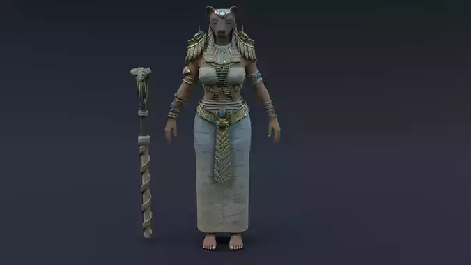 God Bastet Low-poly 3D model