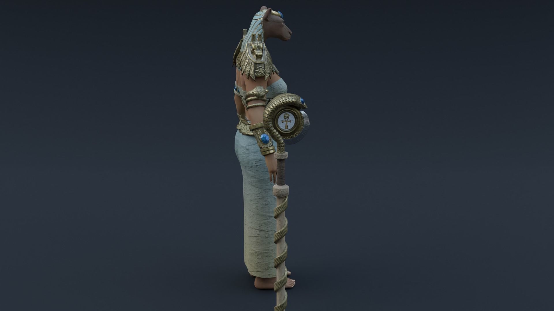 God Bastet Low-poly 3D model_6