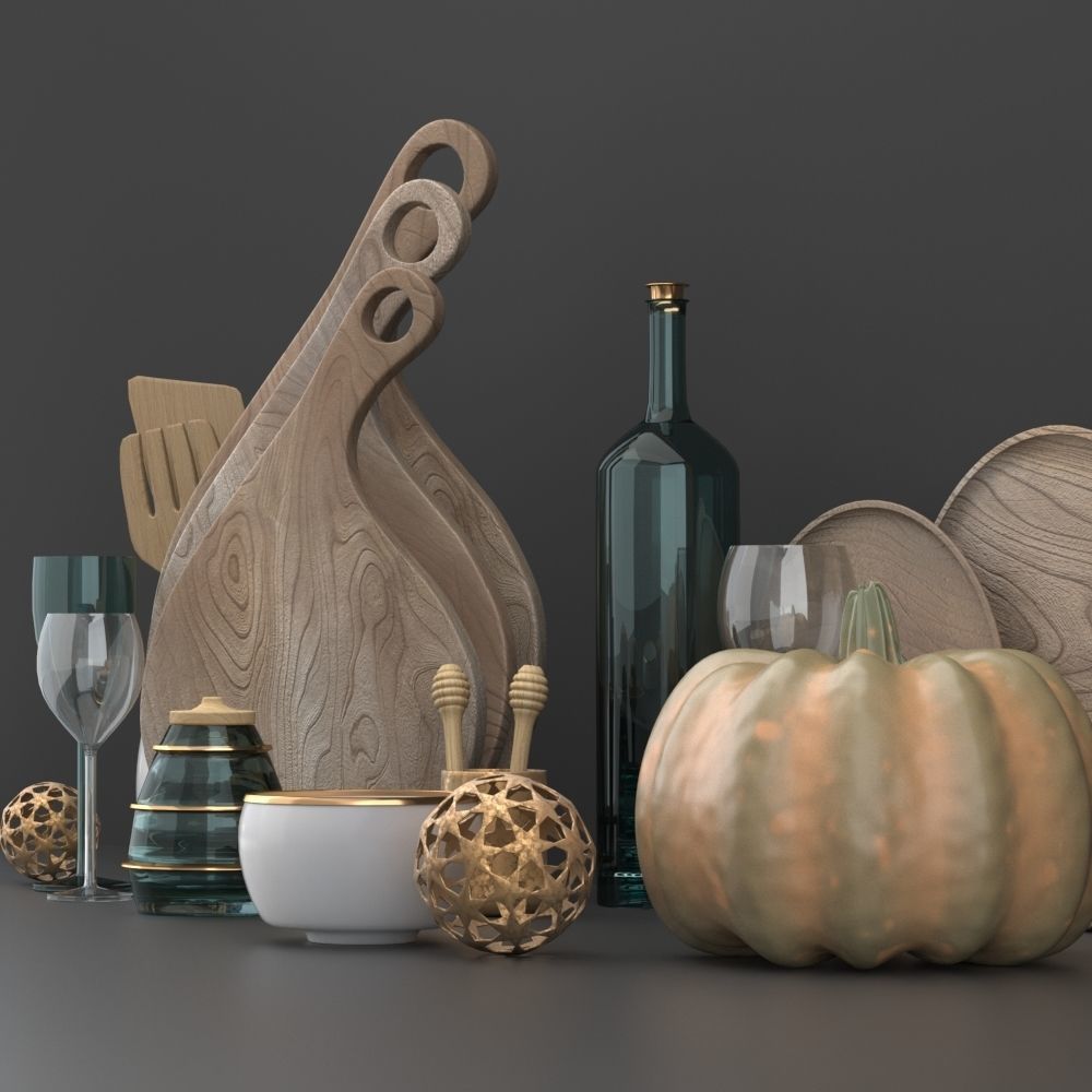 decorative kitchen set 3D model_2