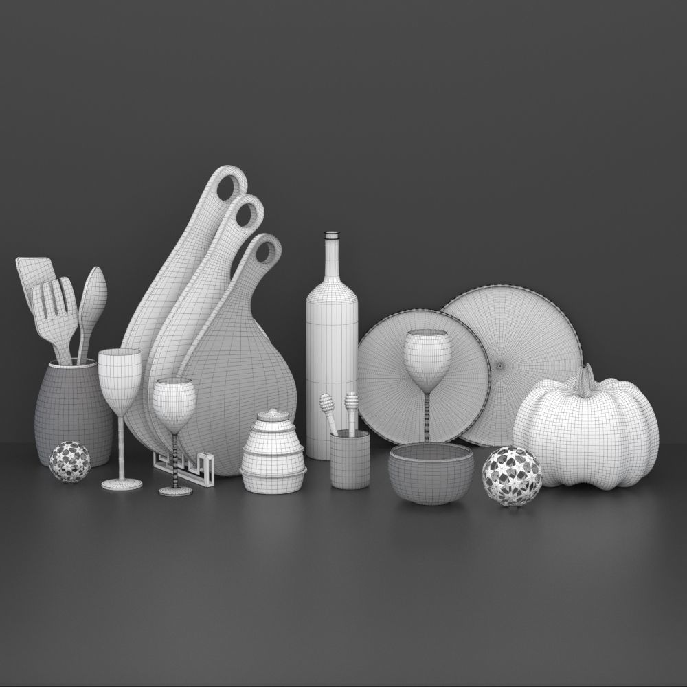 decorative kitchen set 3D model_3