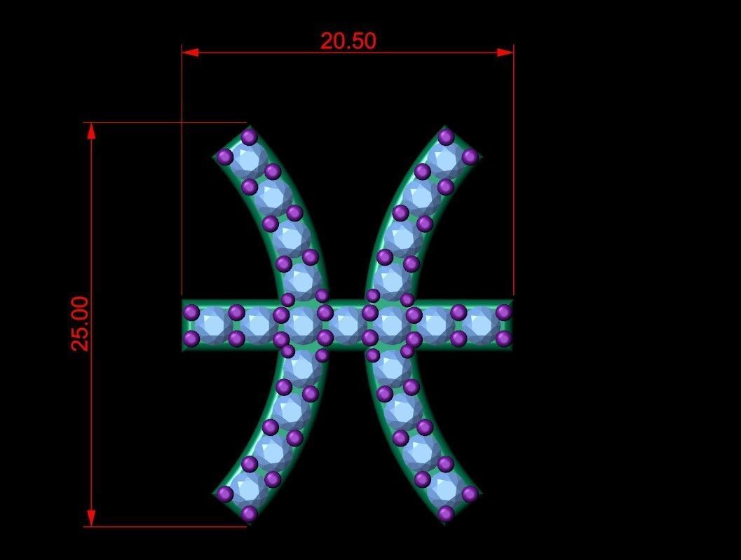 Pisces Zodiac Diamond  Necklase 3D print model_5