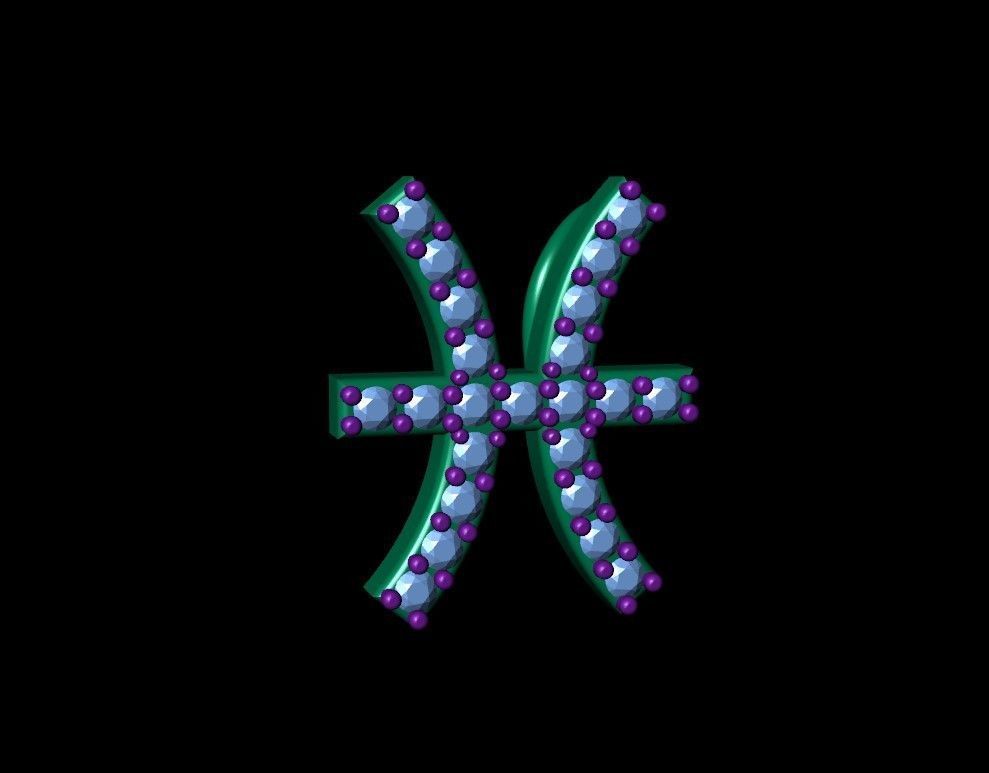 Pisces Zodiac Diamond  Necklase 3D print model_7