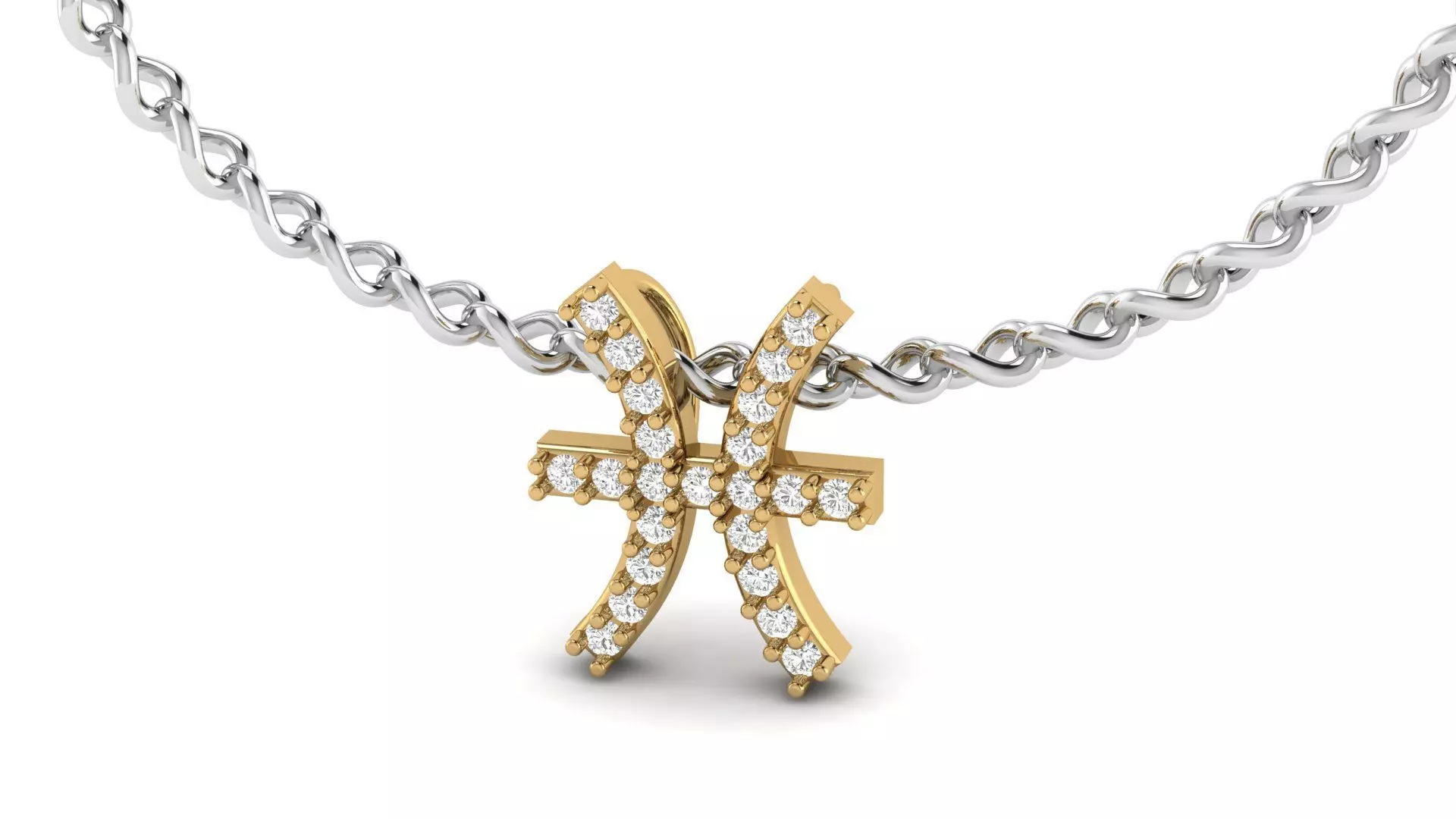 Pisces Zodiac Diamond  Necklase 3D print model_0
