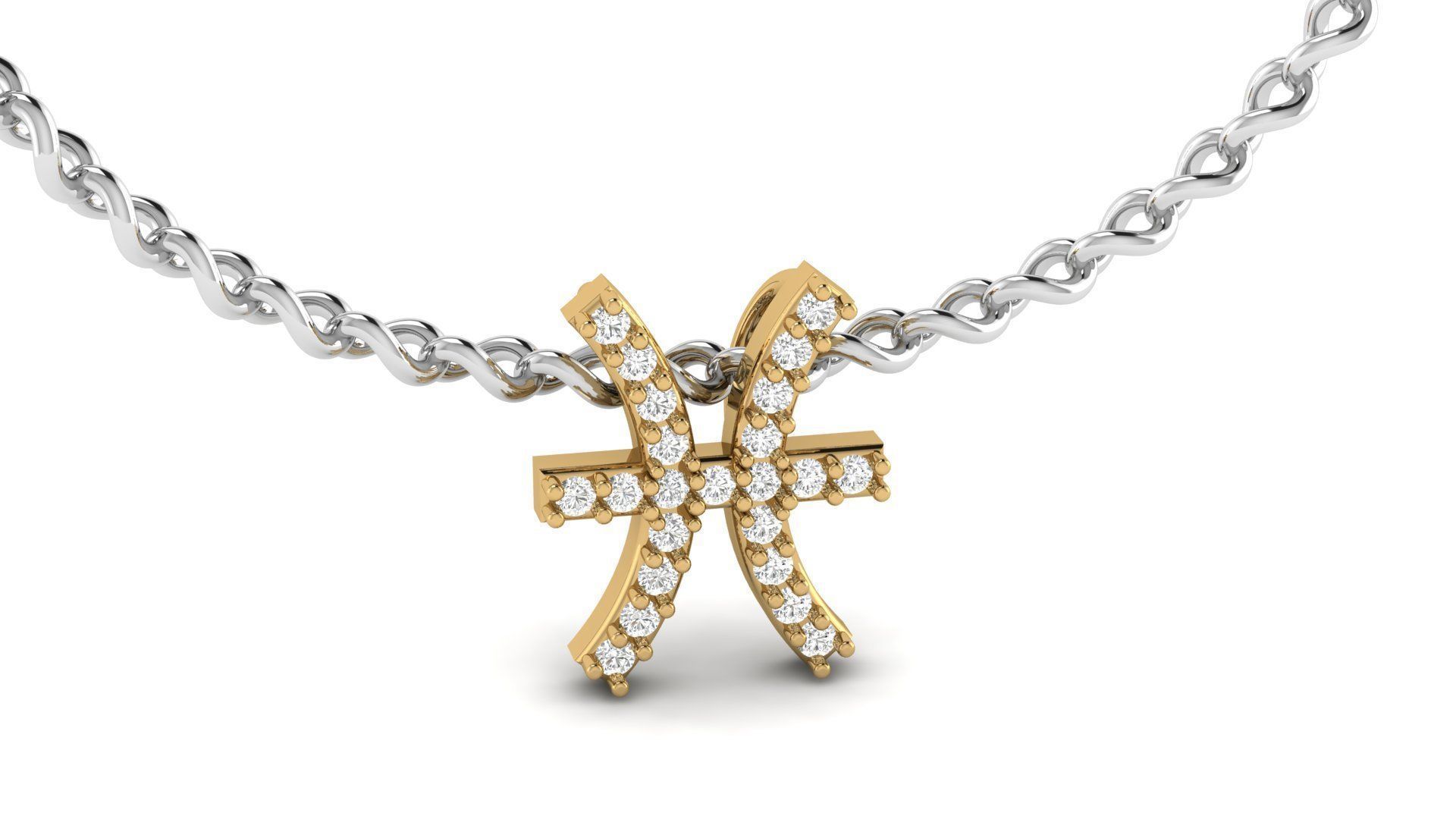Pisces Zodiac Diamond  Necklase 3D print model_1