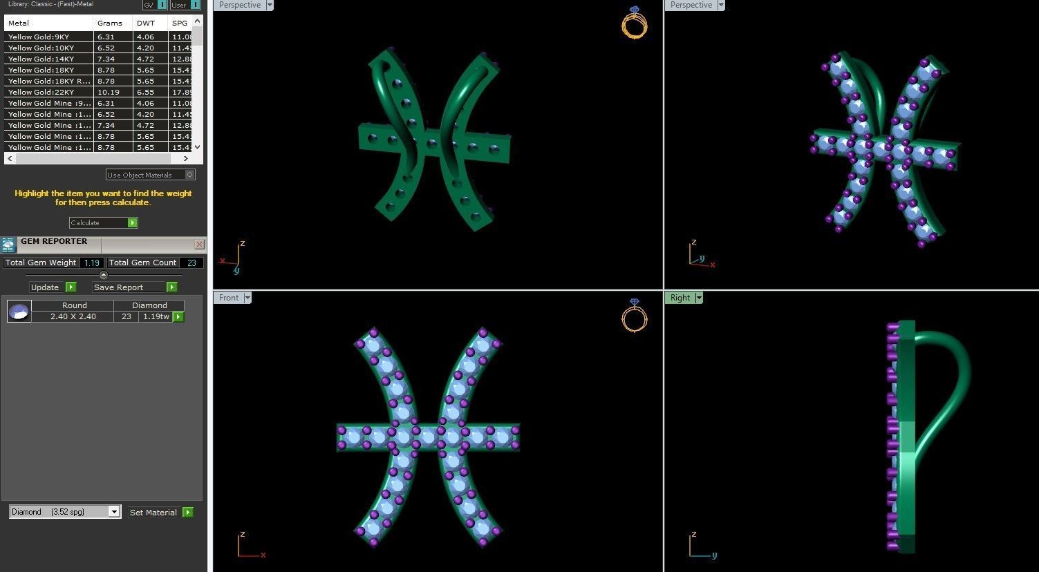 Pisces Zodiac Diamond  Necklase 3D print model_4