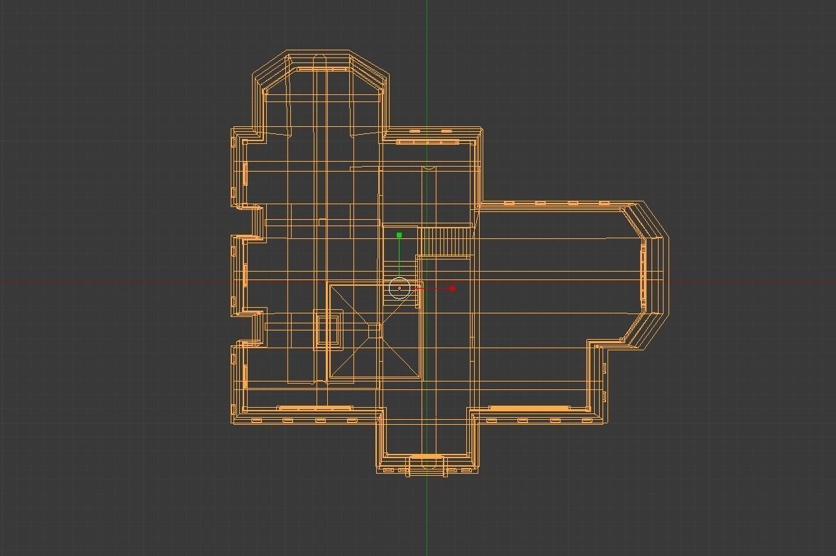 Tavern Building with Interior Low-poly 3D model_6