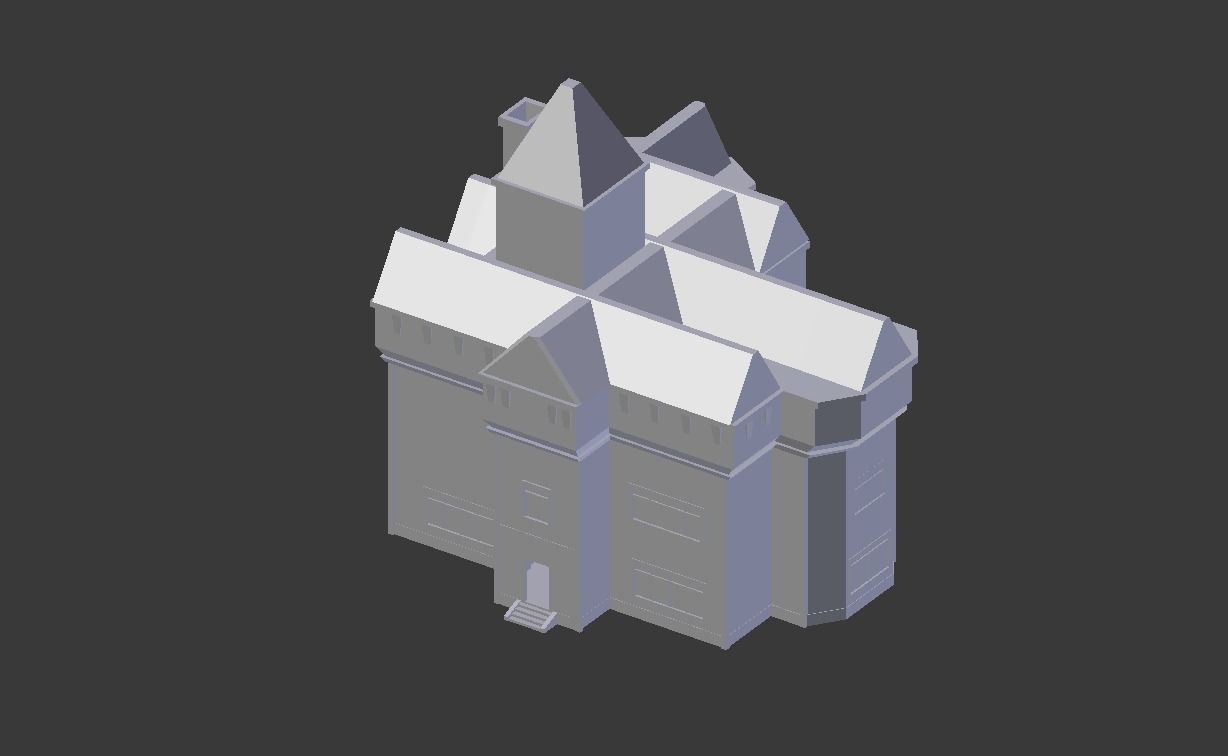 Tavern Building with Interior Low-poly 3D model_7