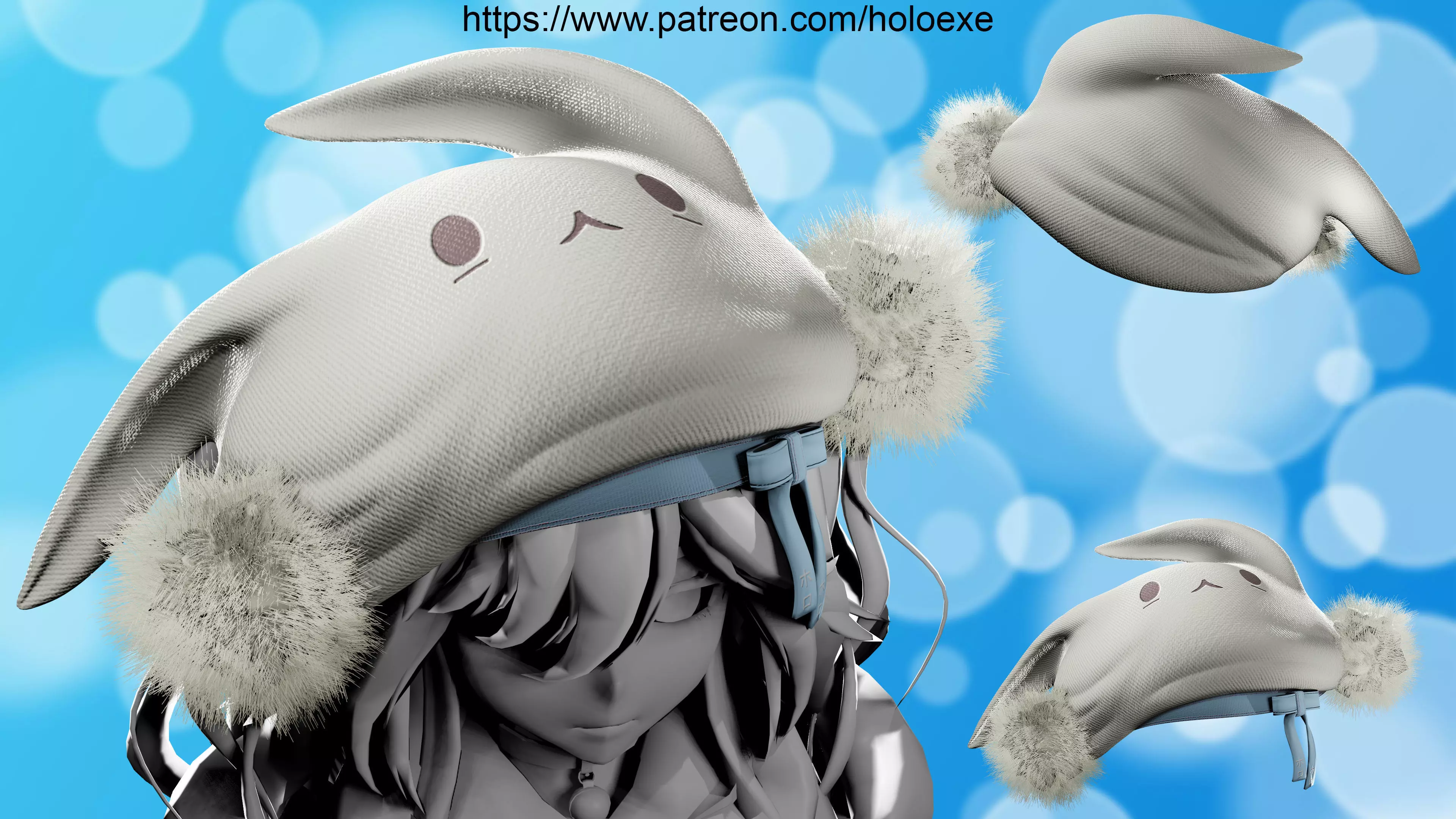 Anime Bunny Beret Low-poly 3D model
