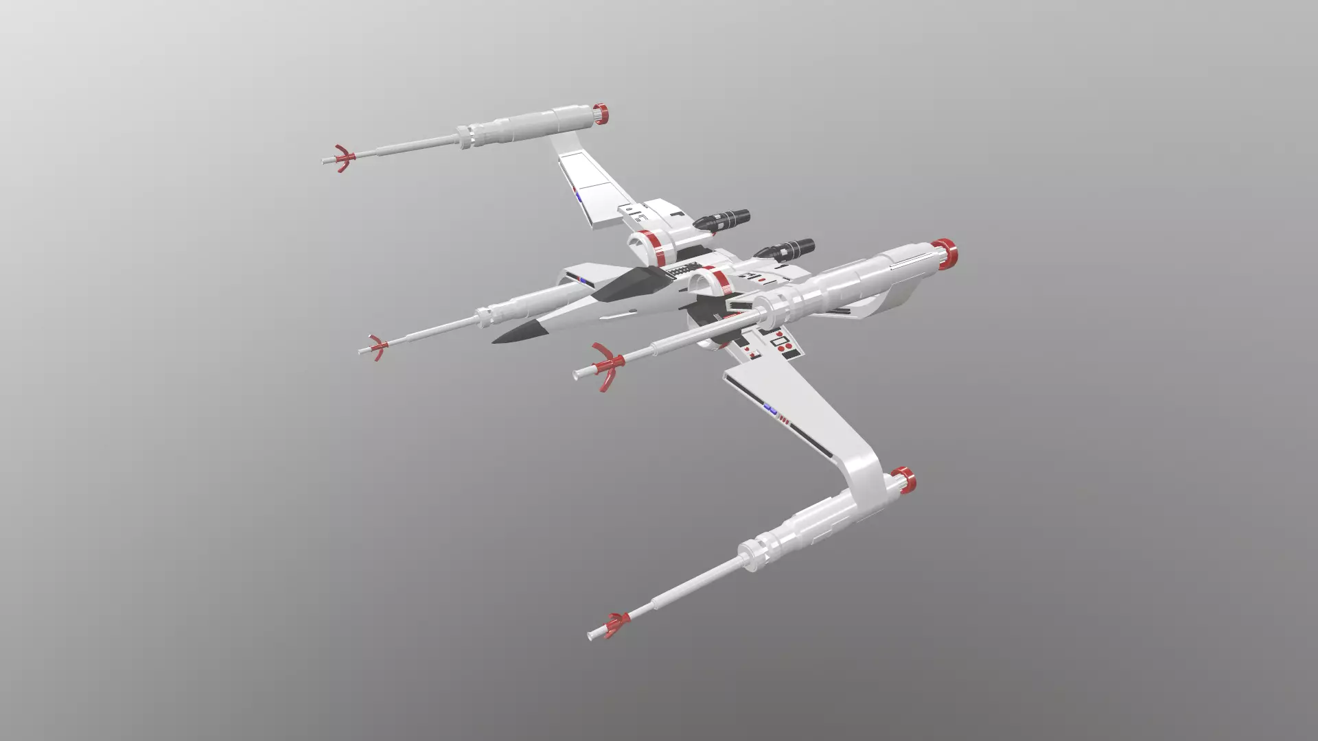 Spaceship star wars x - fighter flying in sky Low-poly 3D model