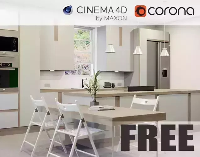 Corona - C4D Scene files - FREE KITCHEN 3D model Free 3D model