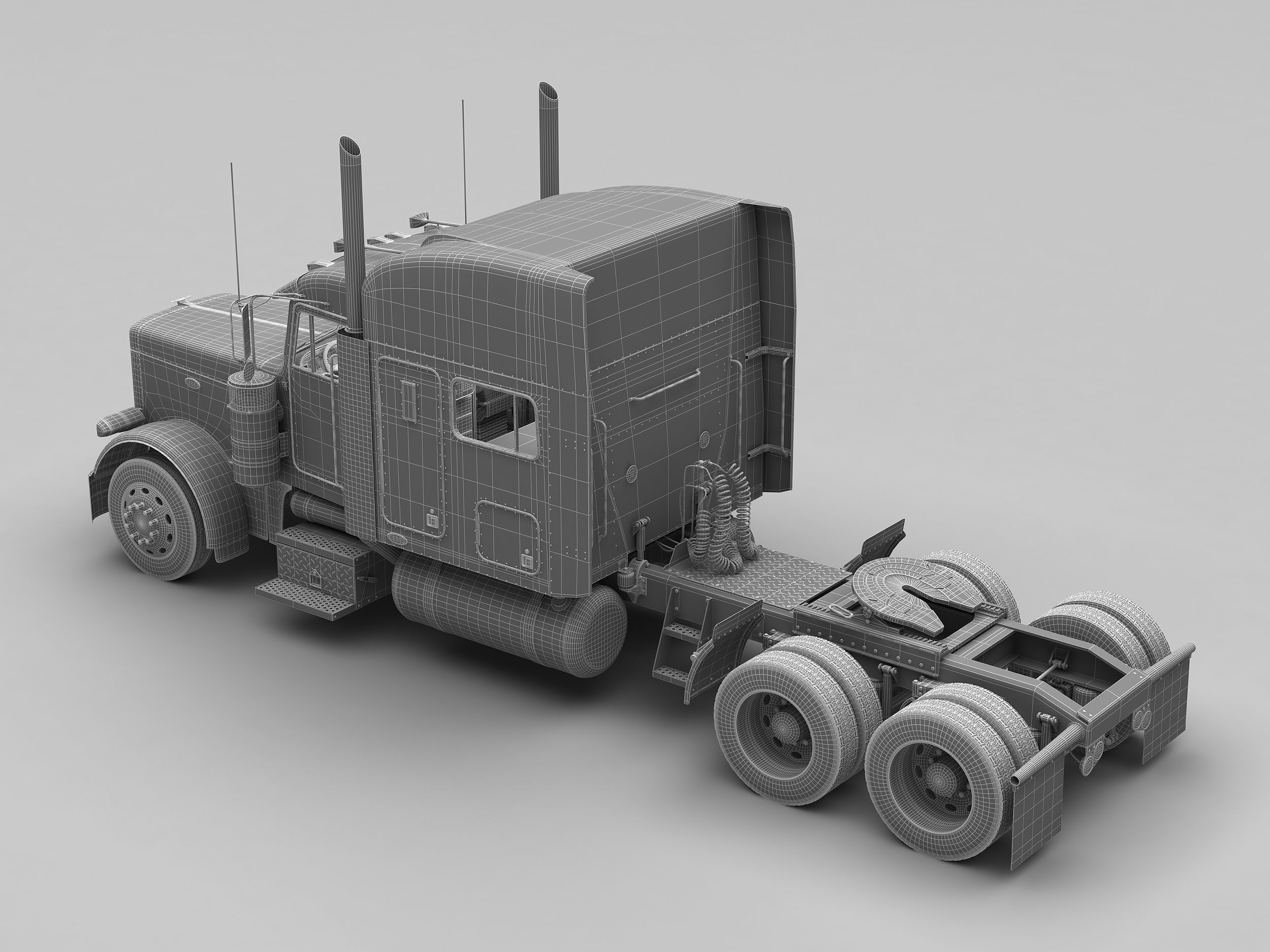 Detailed Peterbilt 379 with interior  3D model_9