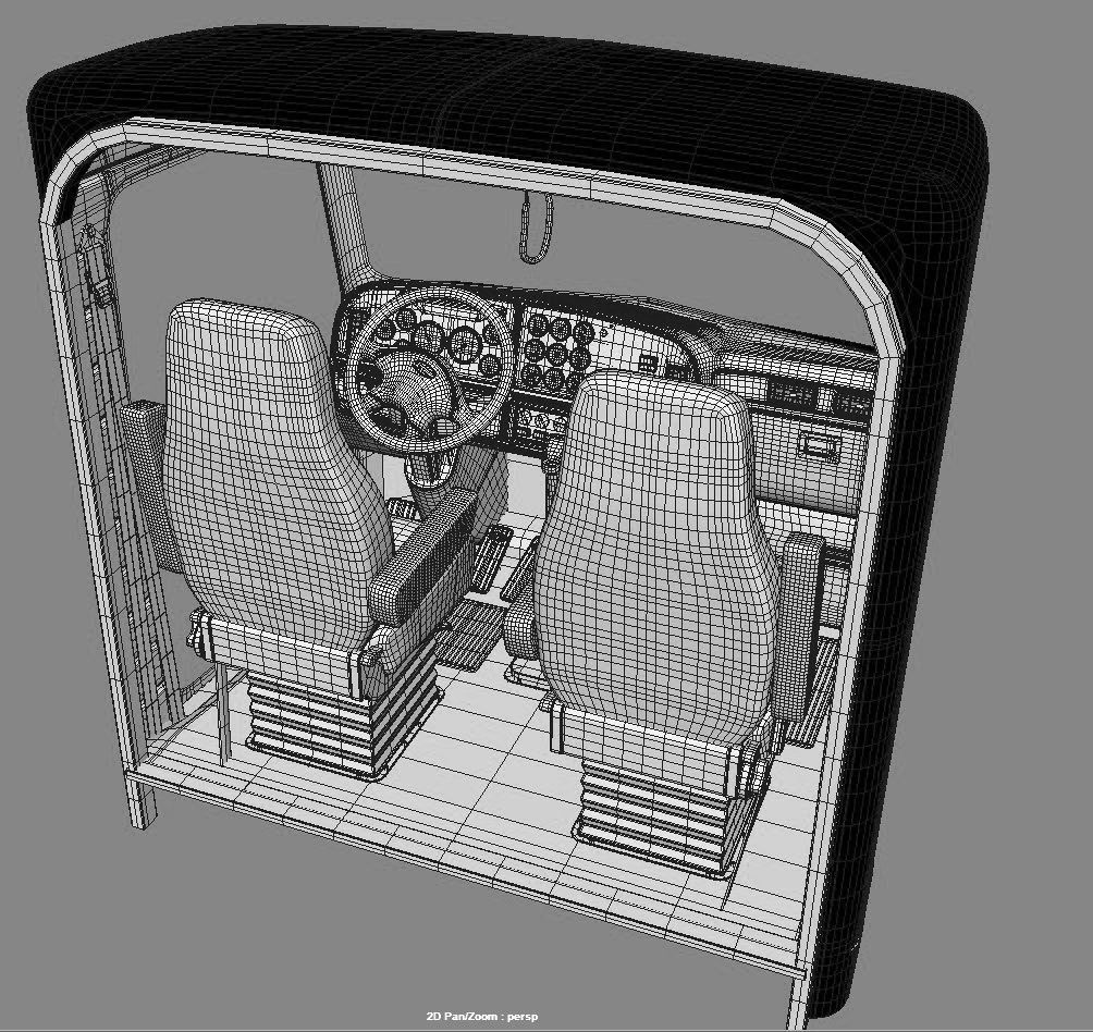 Detailed Peterbilt 379 with interior  3D model_24
