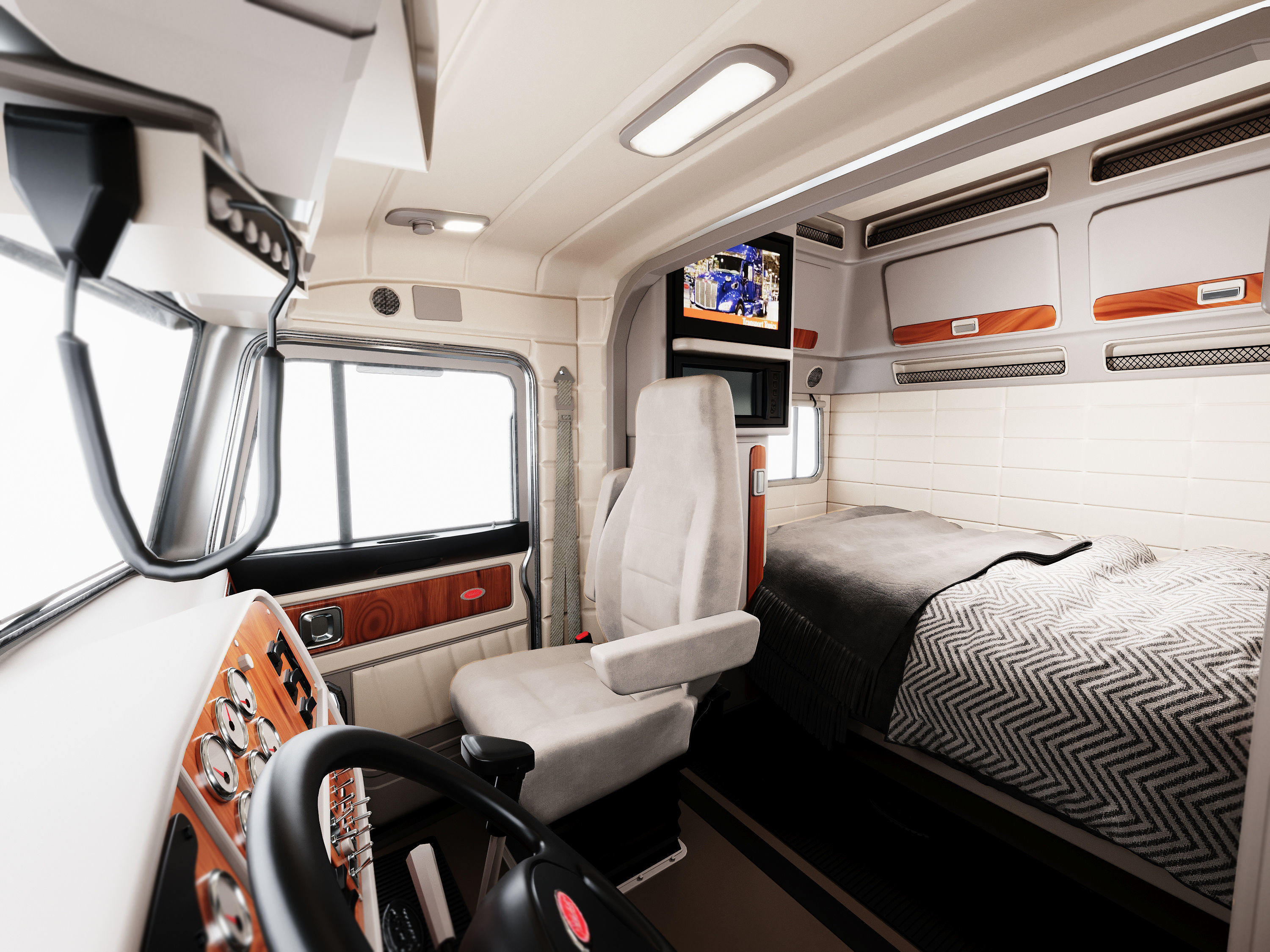 Detailed Peterbilt 379 with interior  3D model_7