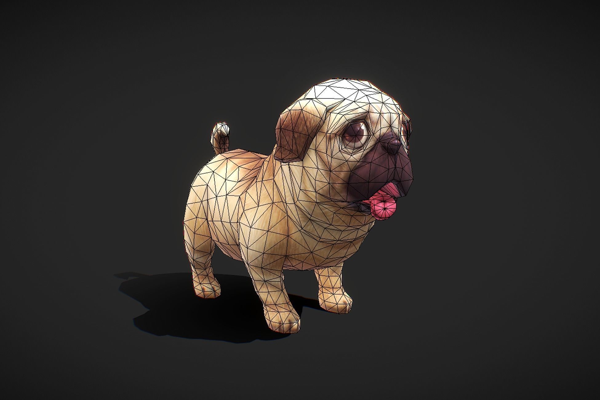 Fantasy RPG Puppy Low-poly 3D model_6