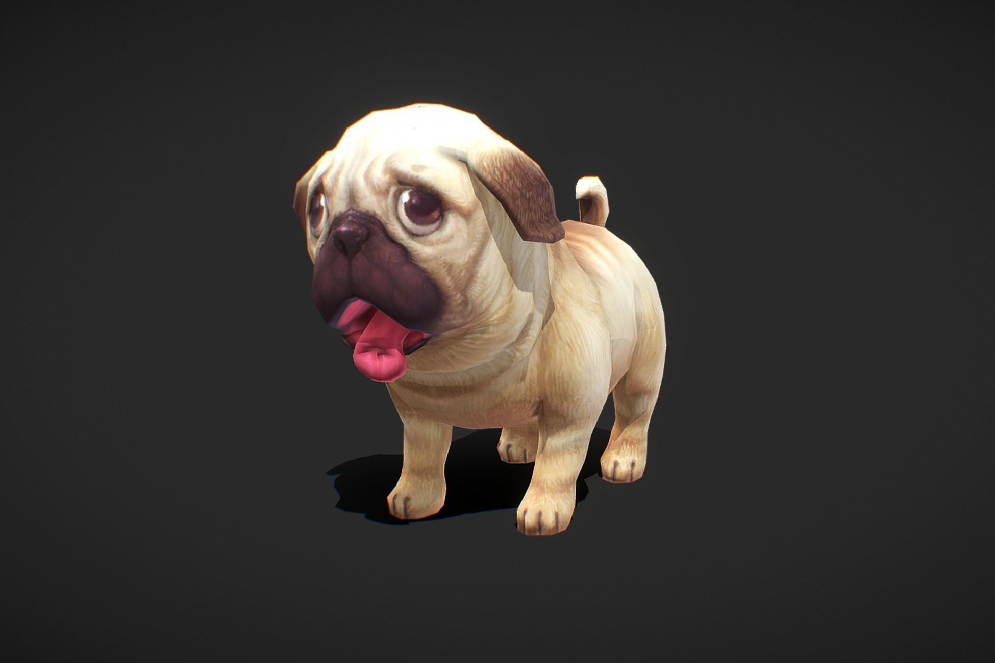 Fantasy RPG Puppy Low-poly 3D model_1