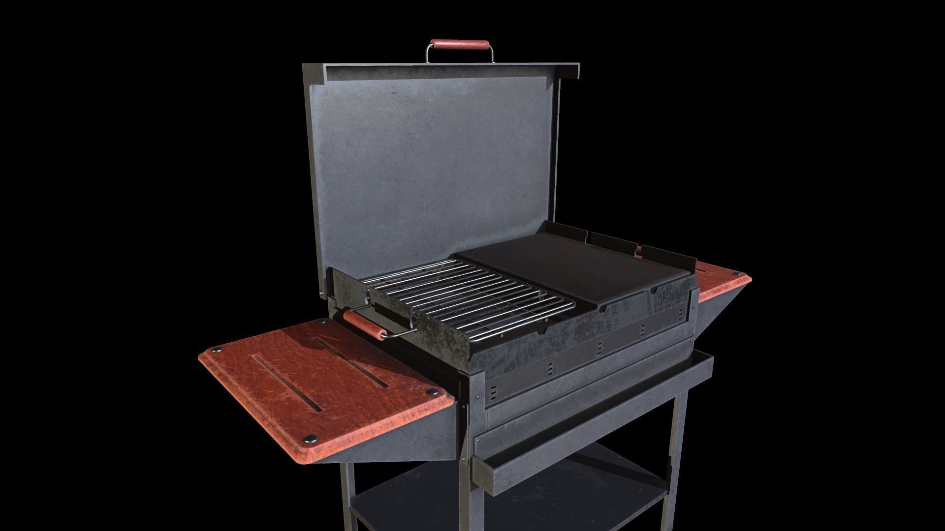 Barbecue Old Low-poly 3D model_3