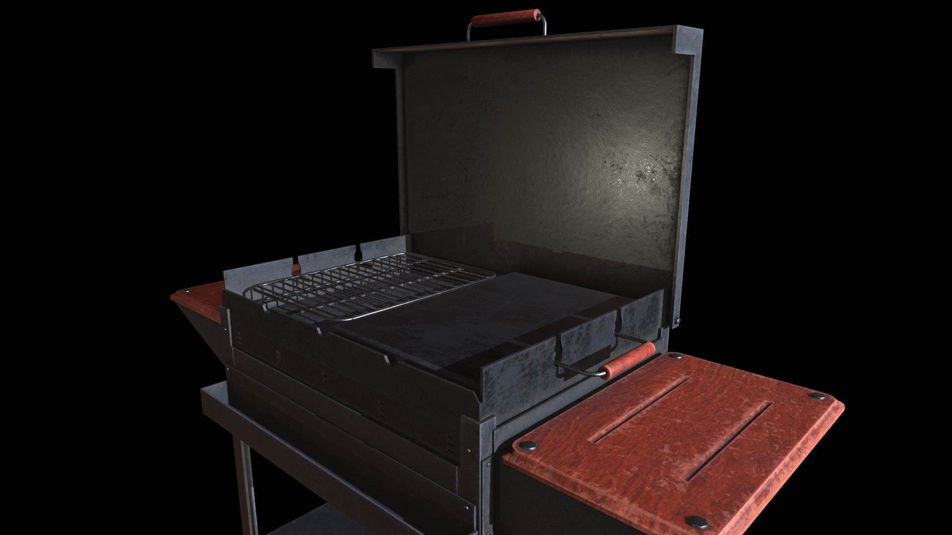 Barbecue Old Low-poly 3D model_4