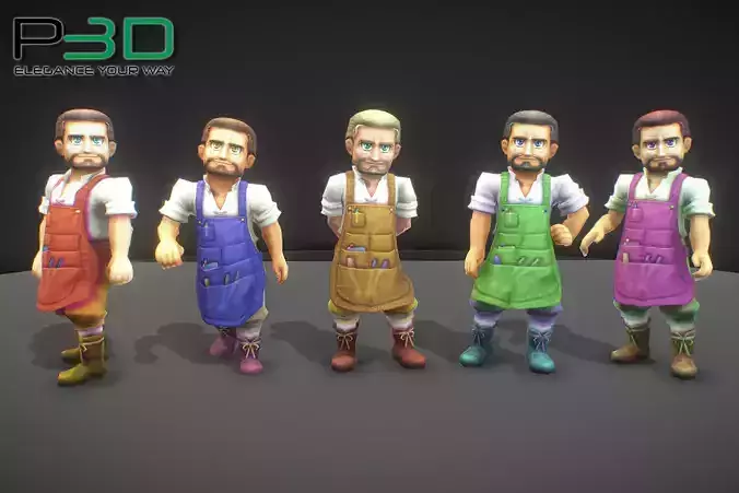Fantasy RPG Craftsman Low-poly 3D model