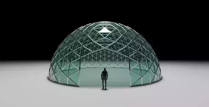 Geodesic Dome with Door Opening and enclosure Glass Panels