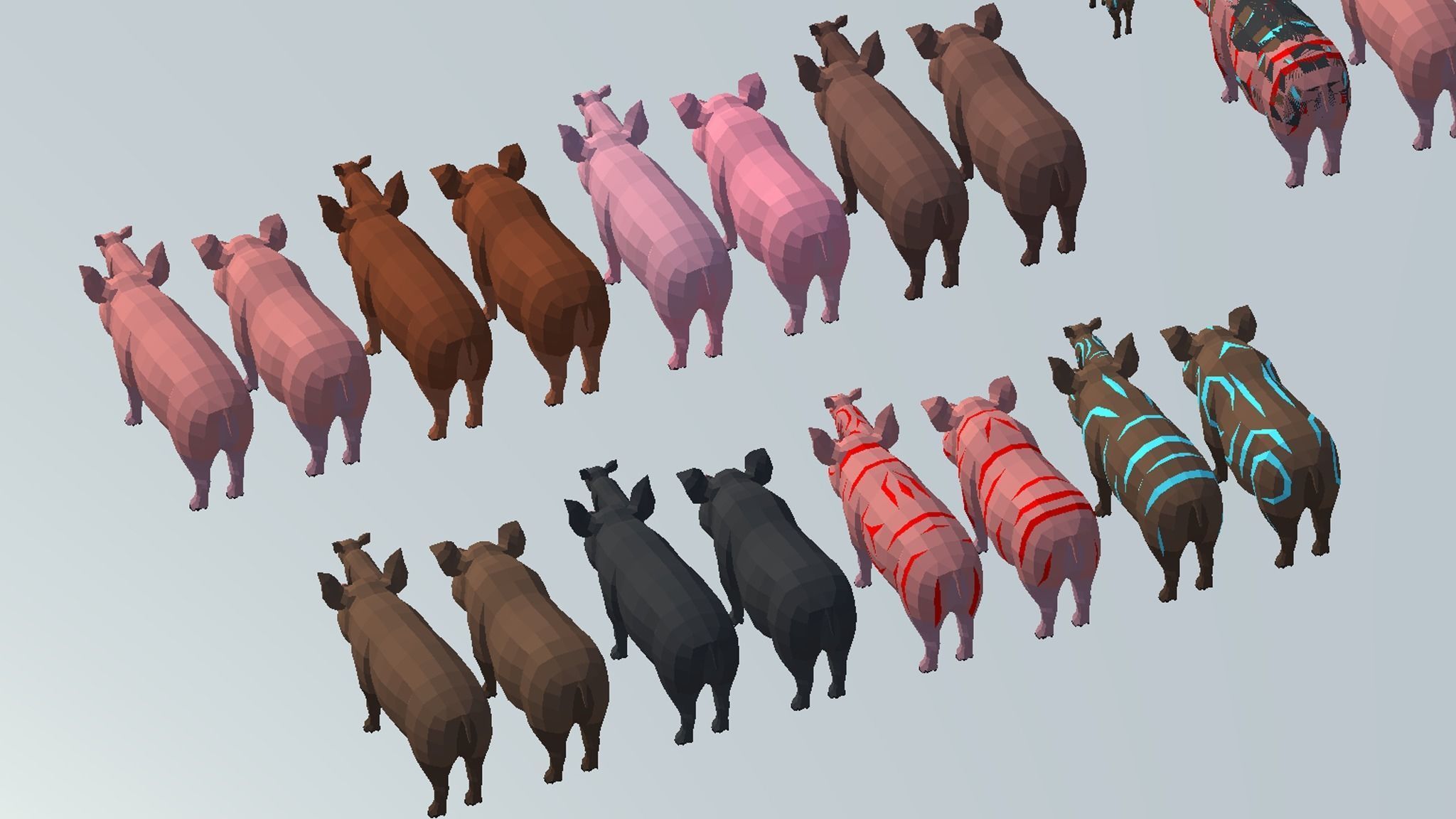 LowPoly Pigs pack Low-poly 3D model_11
