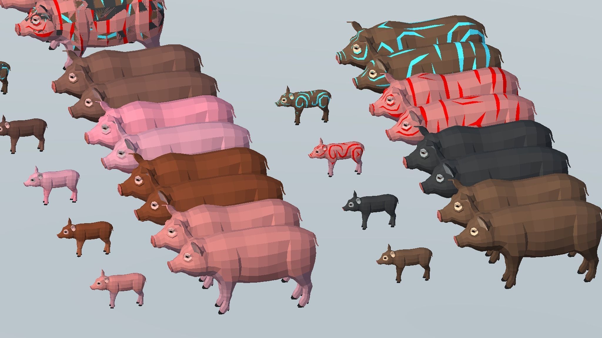 LowPoly Pigs pack Low-poly 3D model_12