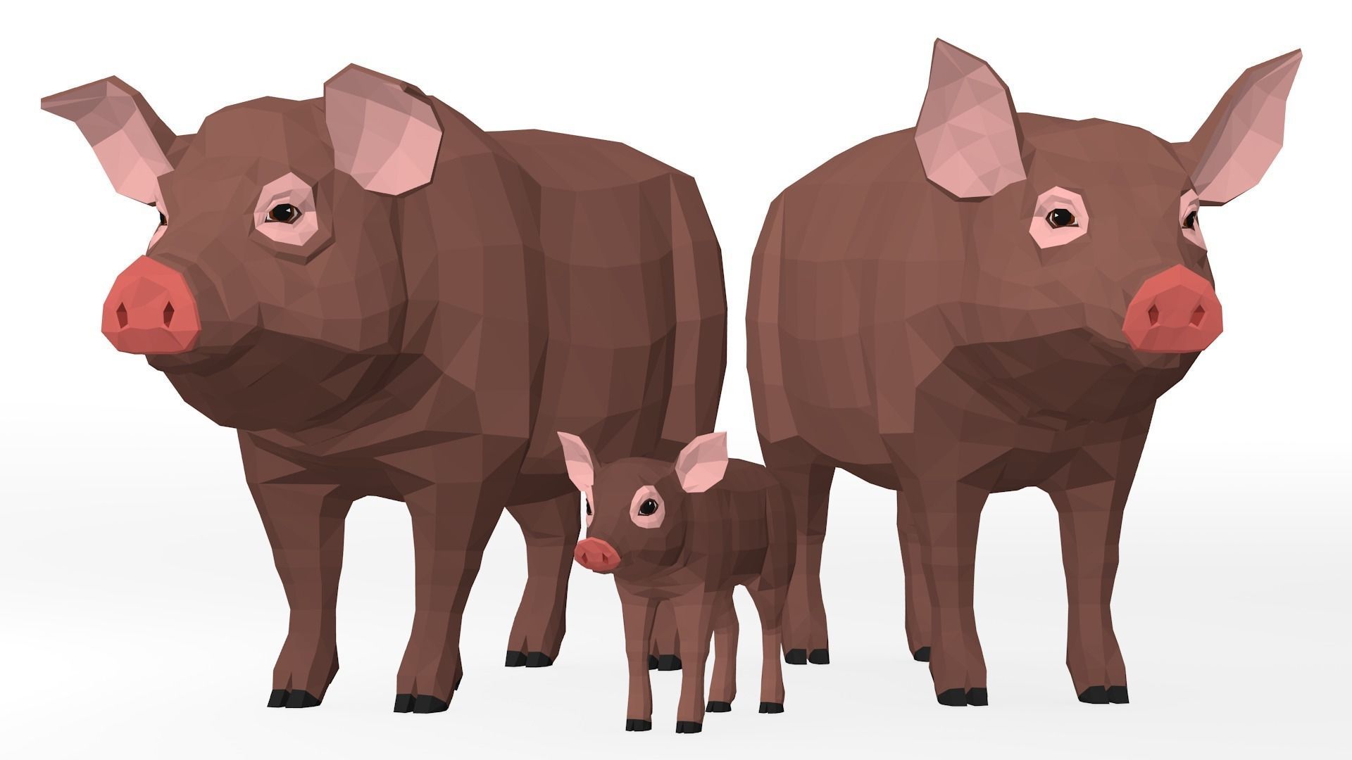 LowPoly Pigs pack Low-poly 3D model_5