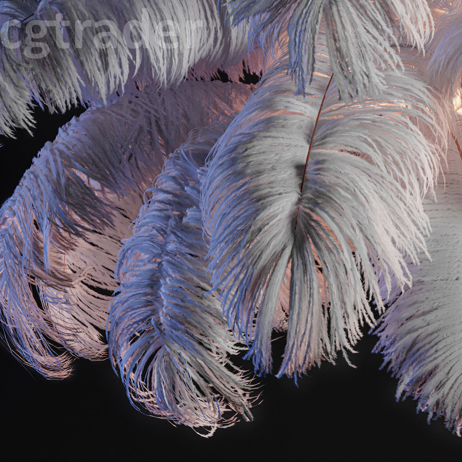 Natural Ostrich Feather Modern Chandelier 3D model_1