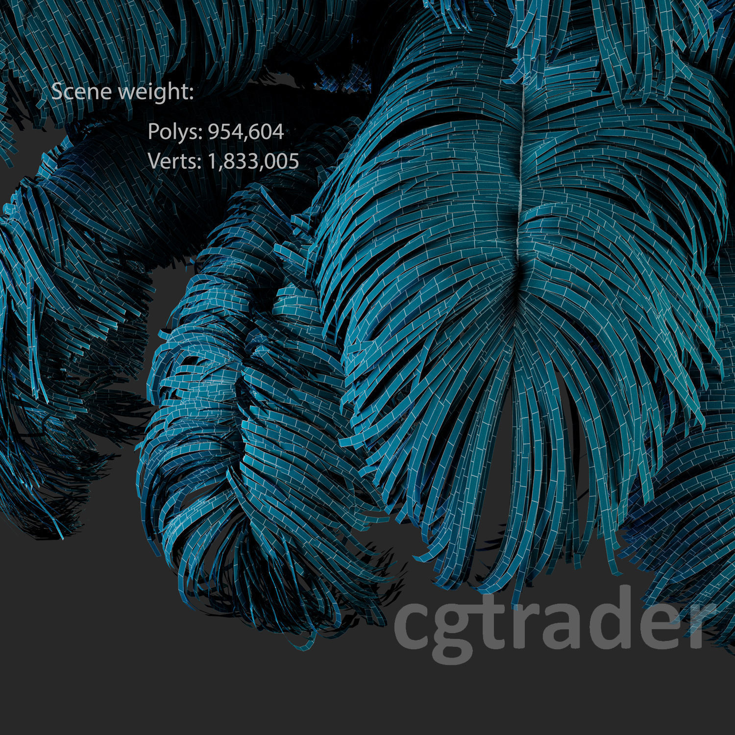 Natural Ostrich Feather Modern Chandelier 3D model_3