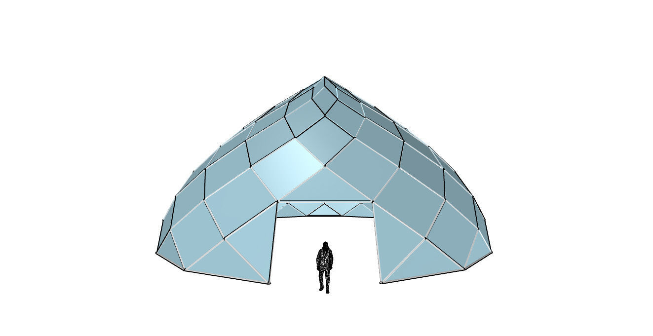 Pointed Dome with Door Opening and enclosure Panels 3D model_33