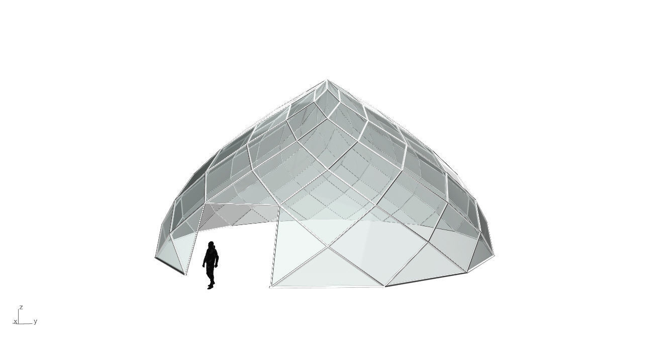 Pointed Dome with Door Opening and enclosure Panels 3D model_1